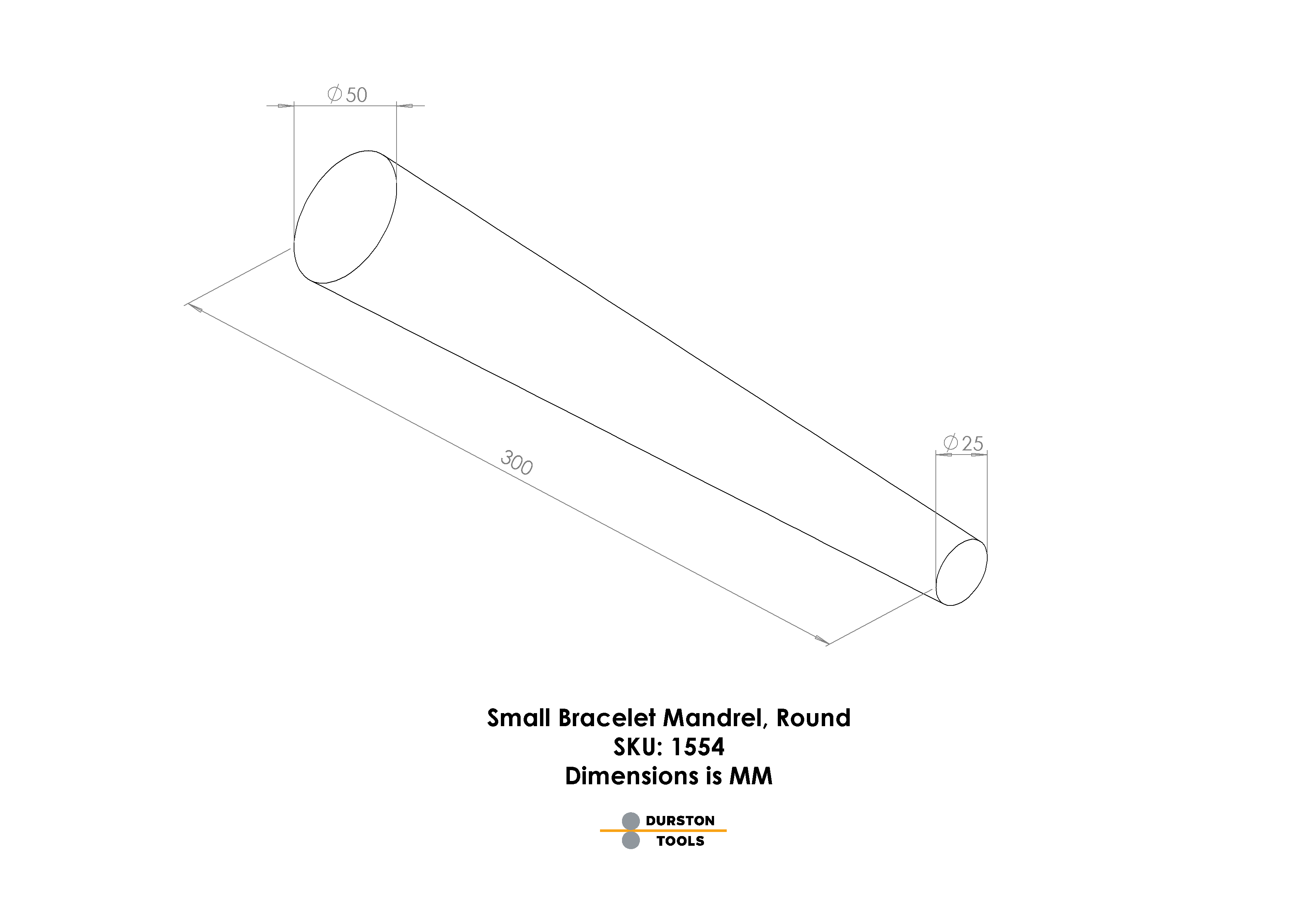 Small Round Bracelet Mandrel 25-50mm | Durston Tools